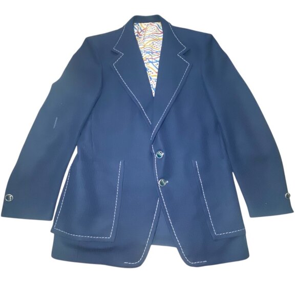 Ratner Other - Vintage Ratner Navy Blue Mens Suit Blazer Jacket Leisurewear Party 70’s